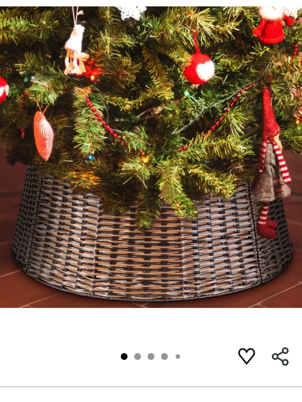 Woven Rattan Tree Collar - Gray Christmas Tree Skirt